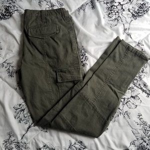 Navy Green Cargo Pants Mid Waist